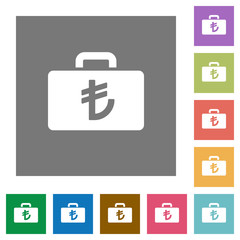 Obraz premium Turkish Lira bag square flat icons