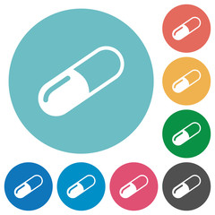 Pill flat round icons