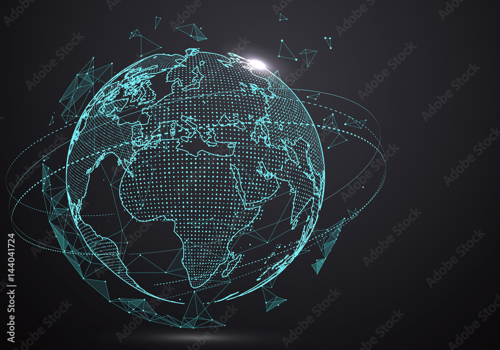 Wall mural futuristic globalization interface, a sense of science and technology abstract graphics.