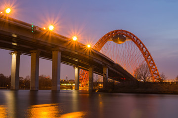 Fototapeta na wymiar Evening Moscow. Picturesque bridge across the Moscow river.