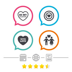 Valentine day love icons. Target aim with heart.