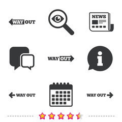 Way out icons. Left and right arrows symbols.