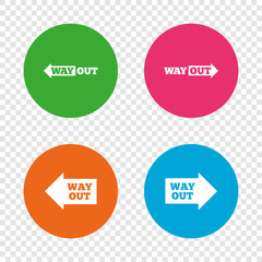 Way out icons. Left and right arrows symbols.