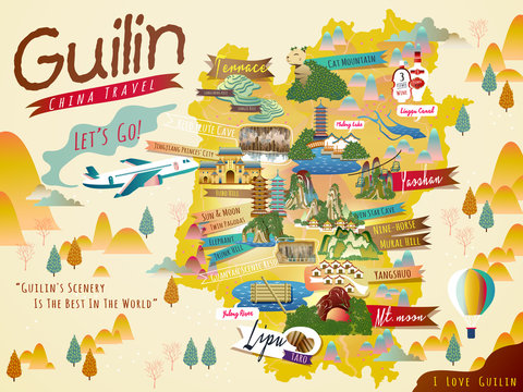China Guilin travel map