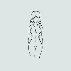 contour silhouette of woman for fitness diet