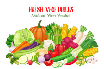 Colorful organic banner with vegetables.