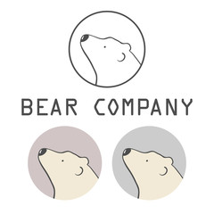 Polar bear head logo template isolated on white background. outline vector illustration of bear symbol. bear company logo