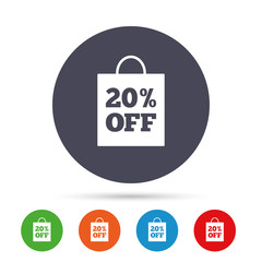 20 percent sale bag tag sign icon.
