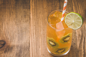 cocktail on a wooden background/wooden background about yellow cocktail