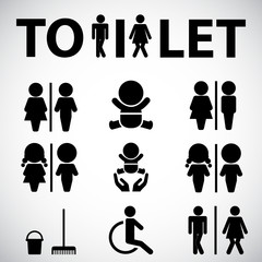  WC icon. Toilet sign. Vector  Illustration icons for print and web. 