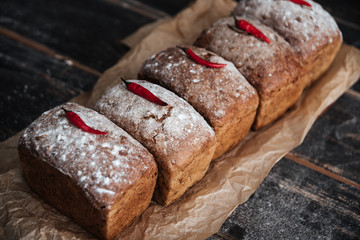 Bread with flour and pepper