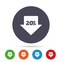 20 percent sale arrow tag sign icon.