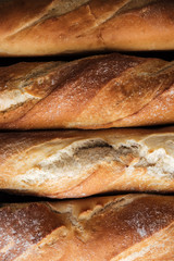 Bread loafs at bakery