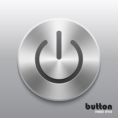 Power button with metal brushed aluminum chrome texture