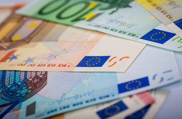 Closeup of Euro Banknotes
