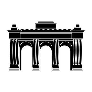 The Belgian arch monument.The dark Belgian wolf. Belgium single icon in black style vector symbol stock illustration.