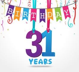 31 Years Birthday Celebration greeting card Design