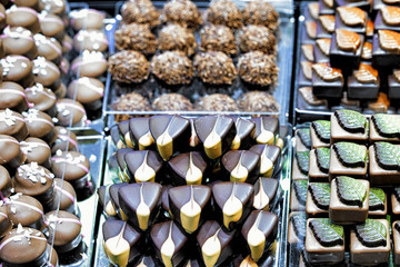 Selection of Swiss chocolate sweets with different filling