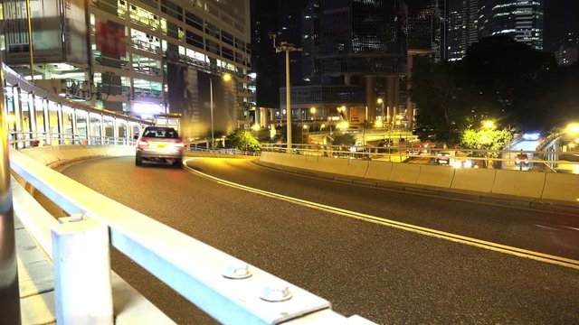4K Timelapse of Road Traffic Highway at Night in Hong Kong