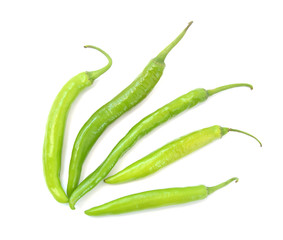hot chilli peppers isolated on white background