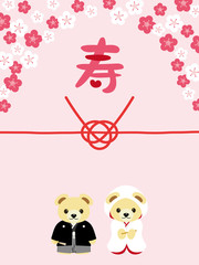 くまの和風のウェルカムボード