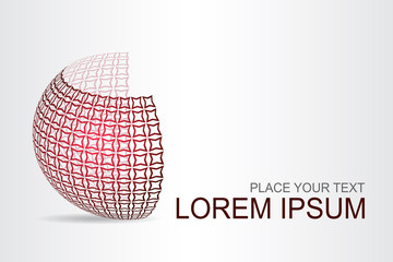 Logo stylized spherical surface with abstract shapes
