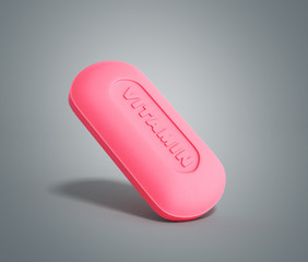 Vitamin pill 3d render on grey background