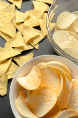 Delicious chipsl on table close-up