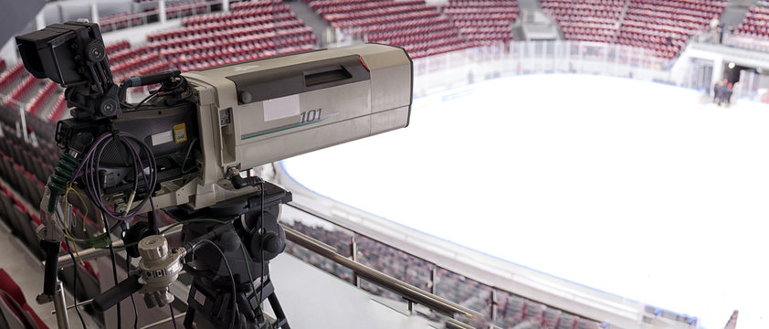 TV camera for broadcast hockey