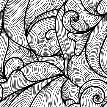 Seamless abstract hand-drawn waves pattern, wavy background. Seamless pattern can be used for wallpaper, pattern fills, web page background,surface textures. Gorgeous seamless floral background
