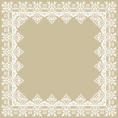 Classic vector square white frame with arabesques and orient elements. Abstract ornament with place for text. Vintage pattern