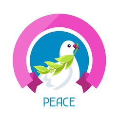 White dove of peace bears olive branch
