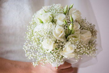 Wedding bouquet of white roses