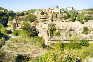 Fototapeta na wymiar Minerve, small historic hillside village in mountains and Minervois wine growing region France.