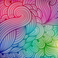 Vector abstract hand-drawn waves texture, wavy background with floral elements. Waves on backdrop with triangles.