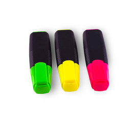 Colorful pens isolated on white background