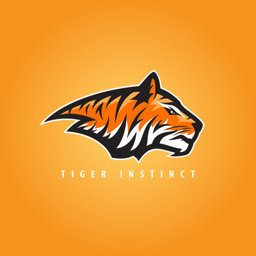 Vector tiger head sports logo illustration. Mascot, T-shirt, sticker, label design.