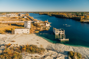Fototapeta premium Abandoned Rummu quarry by autumn, Estonia