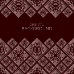 Vector seamless border in eastern style. Luxury card with ornate design and place for text.