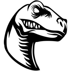 scary raptor head clipart black and white
