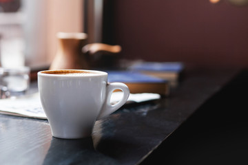 Coffee cup , laptop in coffee shop , business,