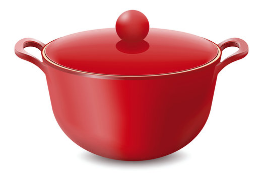 Saucepan Red isolated on white Vector illustration