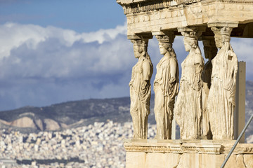 Beautiful view of Erechtheion in Athens (Greece)