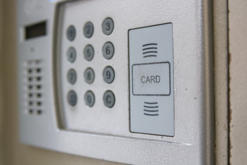 Close up of intercom in the entry of a house