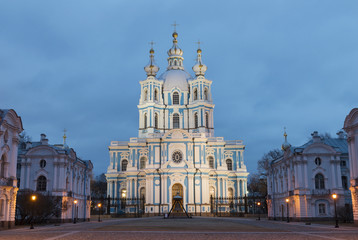 Fototapeta na wymiar Smolny Cathedral at dawn, St. Petersburg