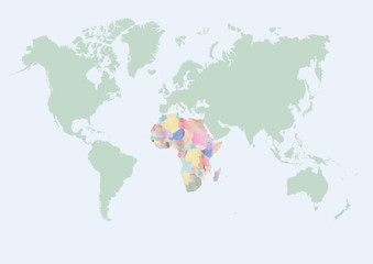 Fototapeta na wymiar WORLD MAP WITH COUNTRIES OF AFRICA