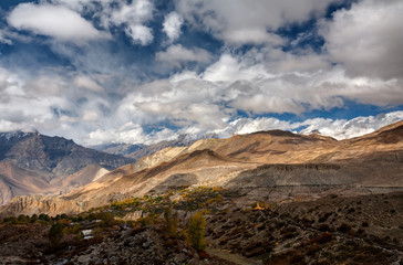View to Lower Mustang area on Annapurna circuit trek in Nepal