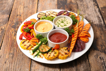 grilled vegetable and dips