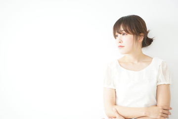 Young woman training at home