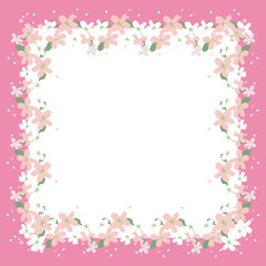 Fototapeta na wymiar Frame of beautiful flower in a pink trim. Greeting card. vector